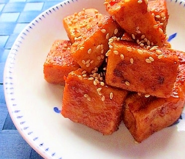 高野豆腐のピリ辛焼き肉のたれ炒め